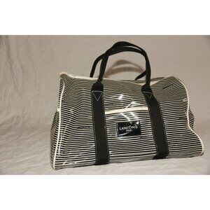 Vintage Lancome Paris Overnight Weekend Bag Travel Luggage Black And White  New